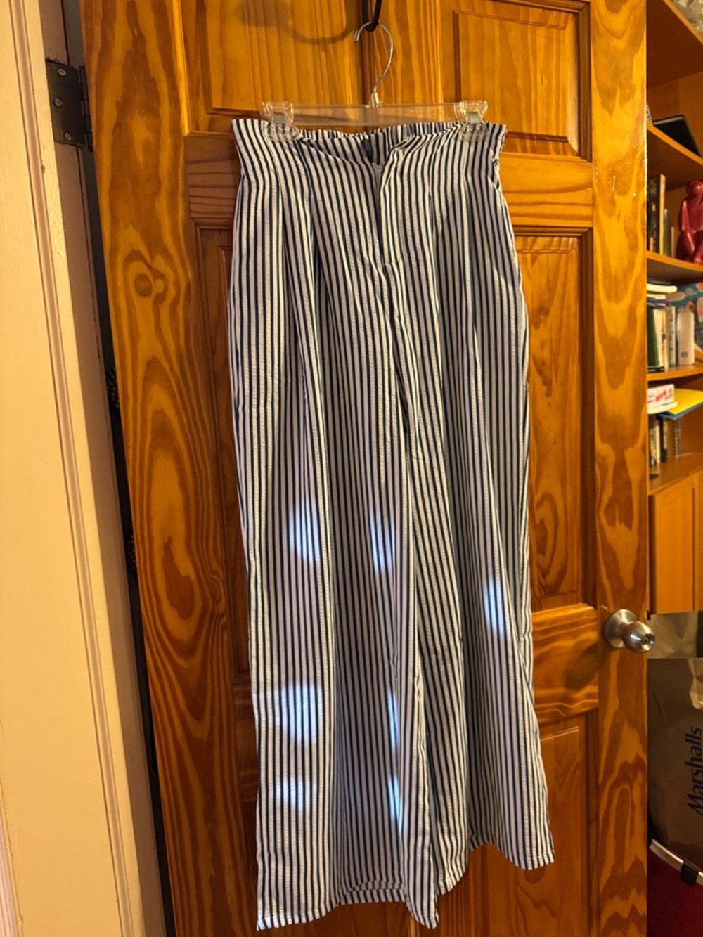 WD.NY Navy and White Vertical Stripe Maxi Skirt